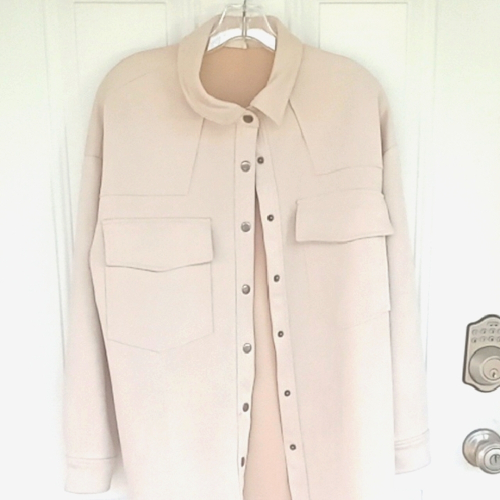 Altar'd State Men's Beige Snap Up Lightweight Jacket